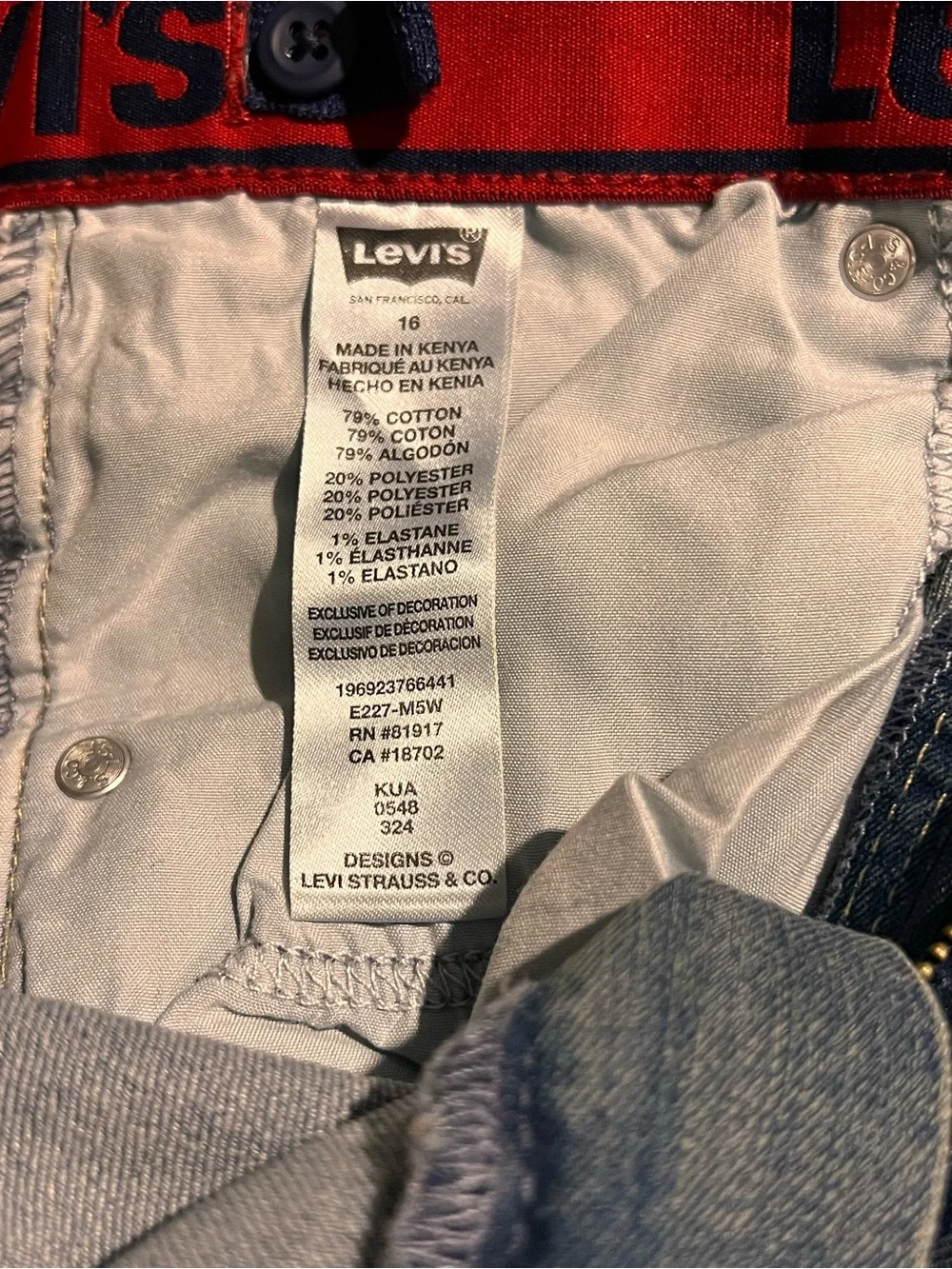 2 Pair Levis Boys Youth Jeans 511 Slim Flex Stretch Denim Blue Jeans 16 -28 x 30